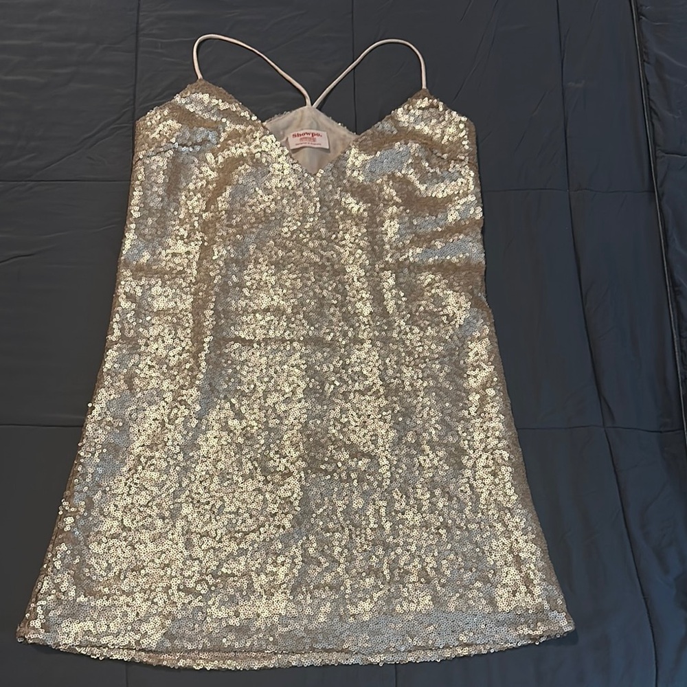 Showpo Gold Sequin Mini Dress